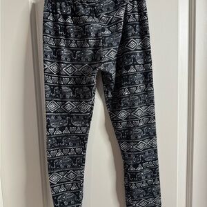 Shosho Black and White Elephant Pattern Kids Leggings